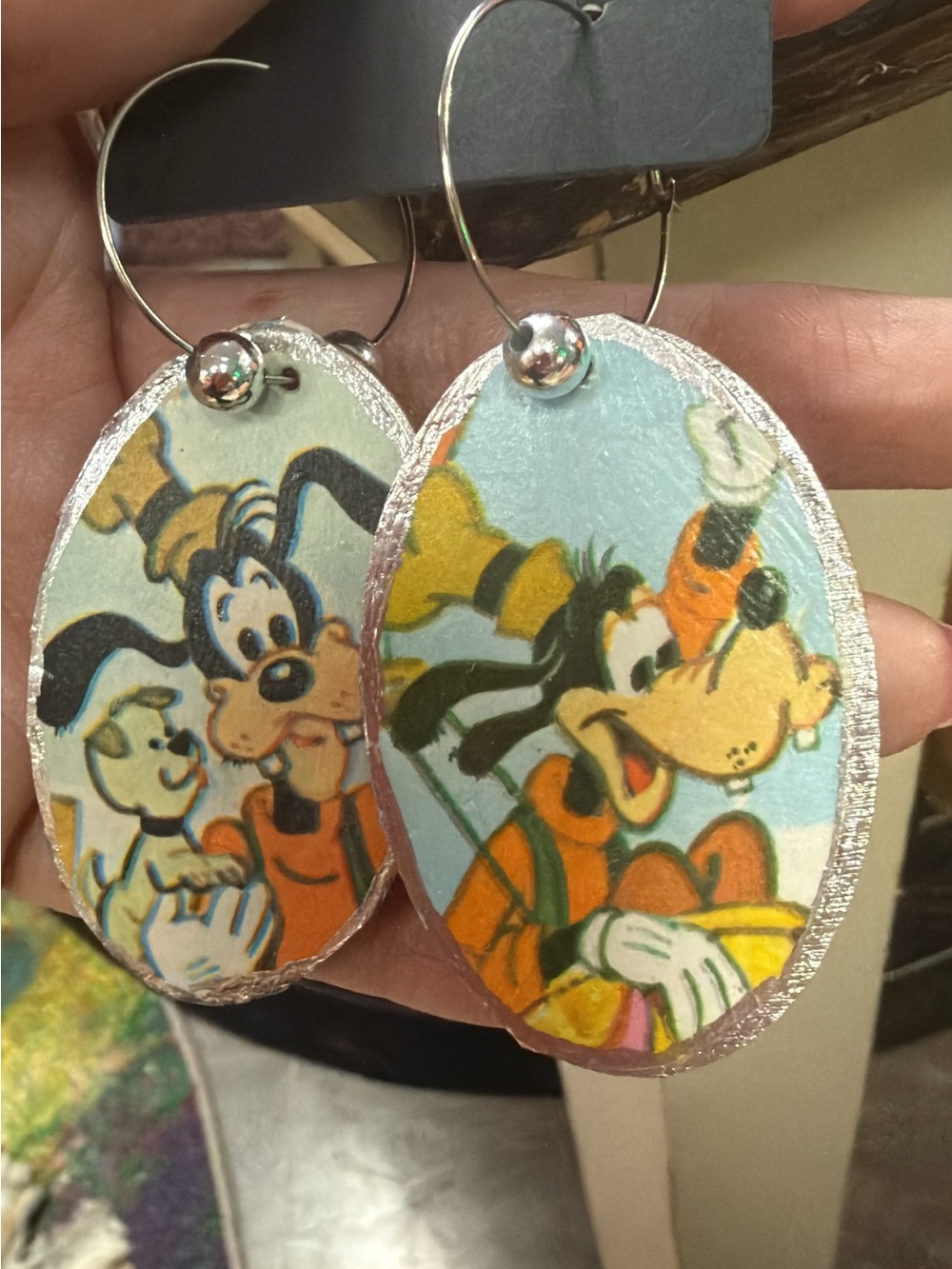 Playful Light Blue and Orange Cartoon Drop Earrings